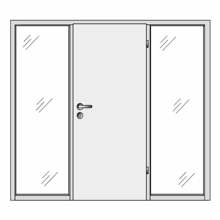 Single door with double side panels